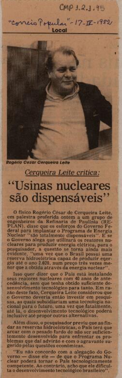 "Usinas nucleares são dispensáveis"