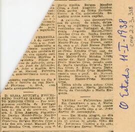 [Obituário de Elisa Augusta Figuereido Dantas Manso-Preto Mendes Cruz]
