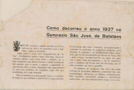 Como decorreu o anno 1937 no Gymnasio São José, de Batataes