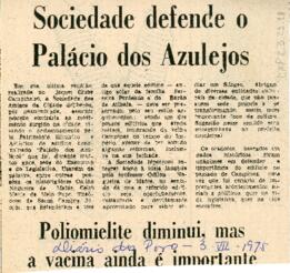 Sociedade defende o Palácio dos Azulejos