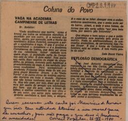 Vaga na Academia Campinense de Letras