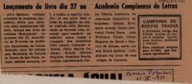 Lançamento de livro dia 27 na Academia Campinense de Letras