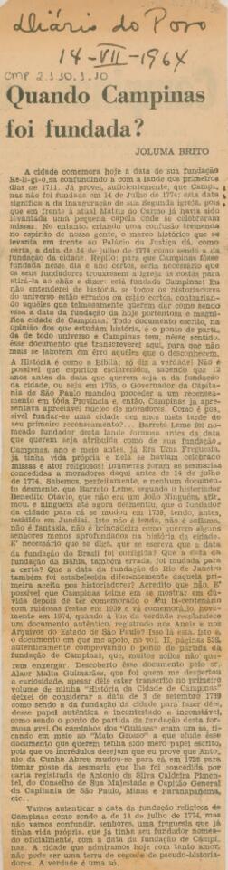 Quando Campinas foi fundada?