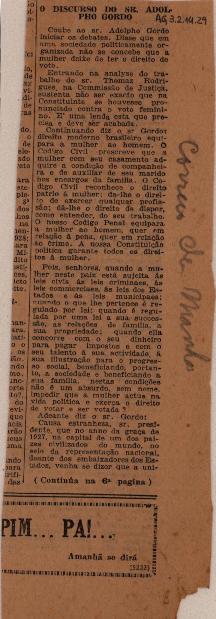 O discurso do sr. Adolpho Gordo