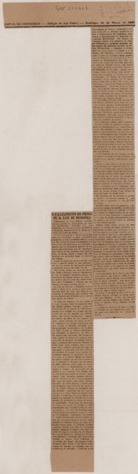 O Fallecimento do Principe D. Luiz de Bragança