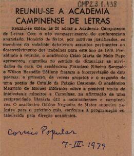 Reuniu-se a Academia Campinense de Letras