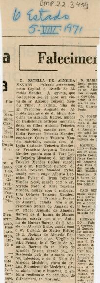 [Obituário de Estella de Almeida Mendes]