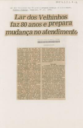 Lar dos velhinhos faz 80 anos e prepara mudança no atendimento