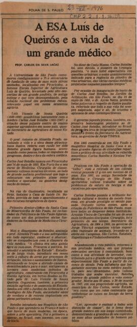 A ESA Luís de Queirós e a vida de um grande médico