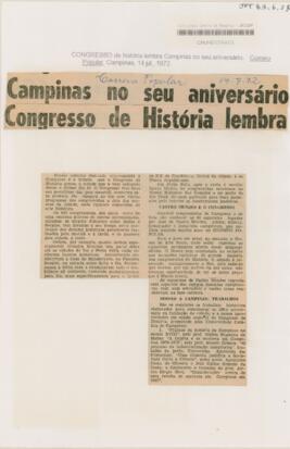 Campinas no seu aniversário / Congresso de História lembra
