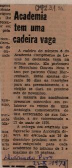 Academia tem uma cadeira vaga