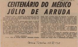 Centenário do médico Júlio de Arruda