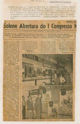 Solene Abertura do I Congresso Nacional de Conservação do Solo