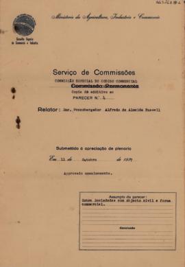 [Parecer n. 4 da Comissão Especial do Código Comercial]