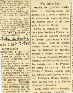 [Obituário de Joana de Gouvêa Corrêa]