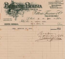 Recibo da Confeitaria Brasserie Paulista]