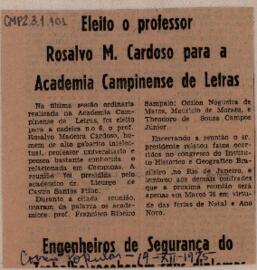 Eleito o professor Rosalvo M. Cardoso para a Academia Campinense de Letras