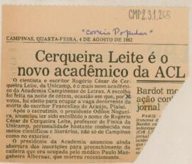 Cerqueira Leite é o novo acadêmico da ACL