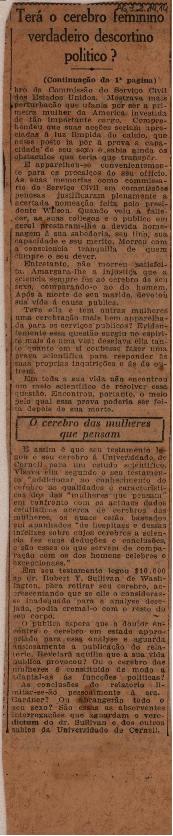 Terá o cérebro feminino verdadeiro descortino político?