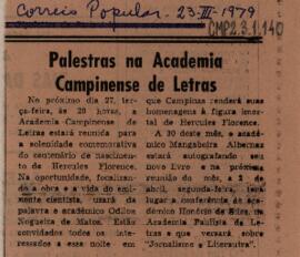 Palestras na Academia Campinense de Letras