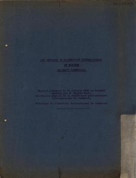 Les méthodes de coopération internationale em matiere de droit comercial