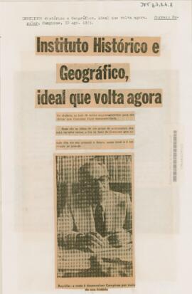 Instituto Histórico e Geográfico, ideal que volta agora
