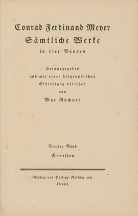 Conrad Ferdinand Meyer Sämtliche Werke
