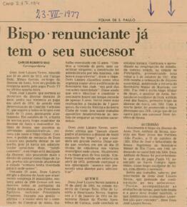 Bispo renunciante já tem o seu sucessor